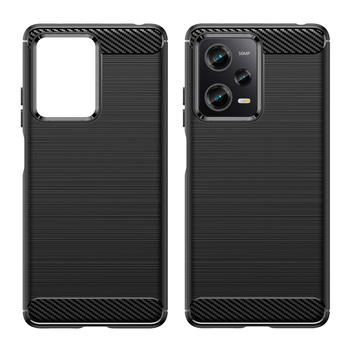 Carbon Case etui Xiaomi Poco X5 Pro 5G elastyczny silikonowy karbonowy pokrowiec czarne