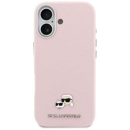 Etui Karl Lagerfeld Karl & Choupette     Head Pins Saffiano MagSafe do iPhone 17 różowy