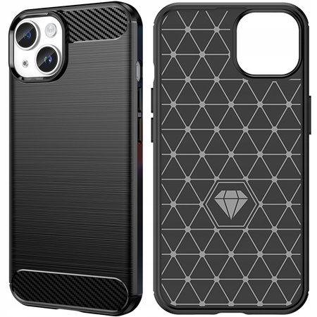 HURTEL CARBON CASE ELASTYCZNY POKROWIEC DO IPHONE 14 PLUS ŻELOWY NA TYŁ
