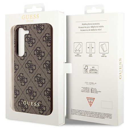 Etui Guess GUHCS23SG4GFBR S23 S911 - brązowe 4G Metal Gold Logo