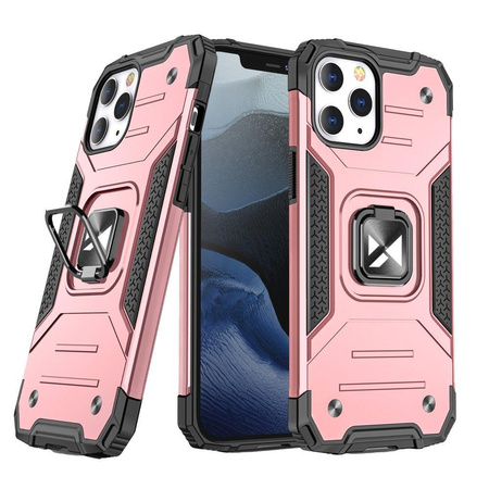 Wozinsky Ring Armor pancerne hybrydowe etui pokrowiec + magnetyczny uchwyt Samsung Galaxy A42 5G różowy