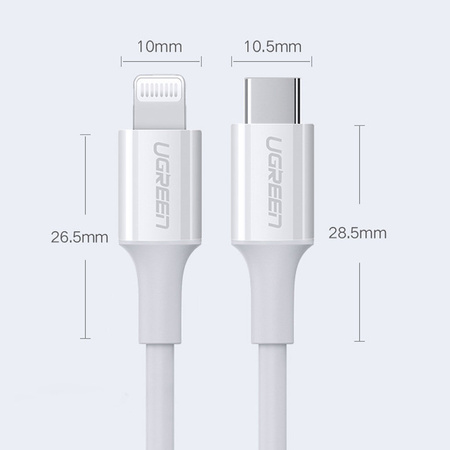 Ugreen kabel przewód MFi USB Typ C - Lightning 3A 0.5 m biały (US171)