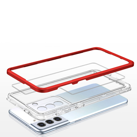 Clear 3in1 etui do Samsung Galaxy S23+ silikonowy pokrowiec z ramką czerwone