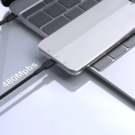 DUDAO KABEL USB-C 240W PD DO TELEFONÓW 2M SZYBKIE ŁADOWANIE I PRZESYŁANIE