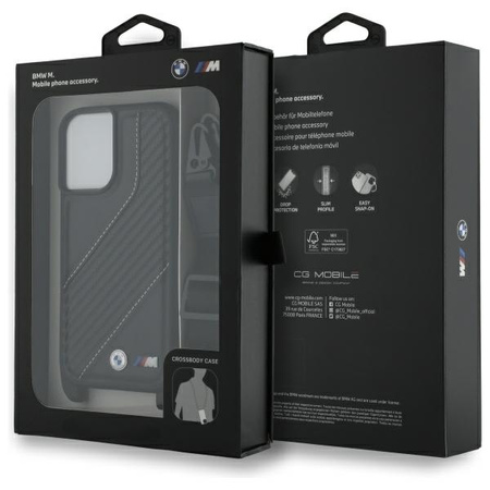 BMW BMHCP16M23PSCCK iPhone 16 Plus 6.7  czarny/black hardcase M Edition Carbon Stripe & Strap
