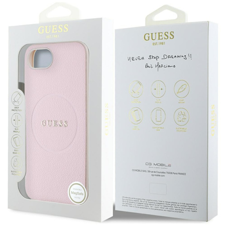 GUESS ETUI GRAINED RING DO MAGSAFE DO IPHONE 16E Z WYTRZYMAŁYM MATERIAŁEM