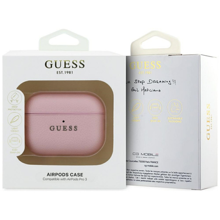 Etui Guess Grained Classic Logo do AirPods Pro 3 różowy