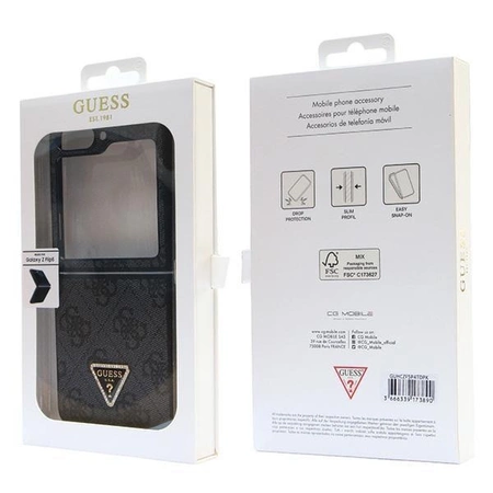 Etui Guess Leather 4G Diamond Triangle na Samsung Galaxy Z Flip 5 - czarne