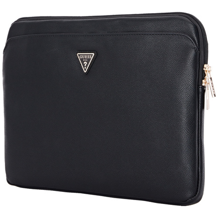 Torba Guess Sleeve 14 Grained Zipper    Pocket Triangle Logo czarny