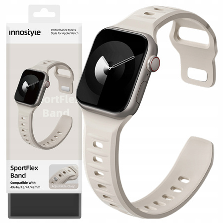INNOSTYLE PASEK DO ZEGARKA SMARTWATCH 42 44 45 46 49 MM SILIKONOWY BEŻOWY