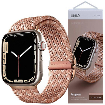 UNIQ pasek Aspen Apple Watch 40/38/41mm Series 4/5/6/7/8/SE/SE2 Braided DE różowy/citrus pink