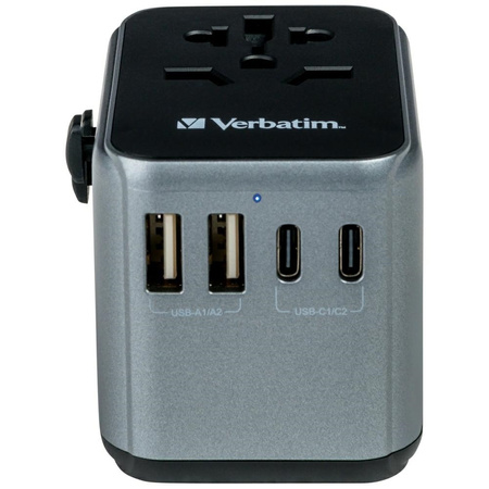 VERBATIM ADAPTER PODRÓŻNY DO EUROPA UK USA 2xUSB-A 2xUSB-C PD 30W DO IPHONE