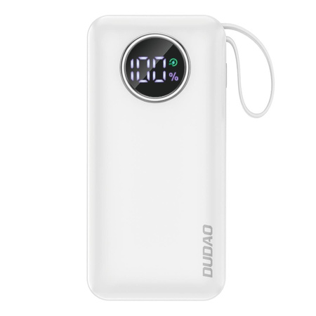 Dudao powerbank 10000mAh USB-A / USB-C 22.5W z wbudowanym kablem Lightning oraz USB-C biały (K15sW)