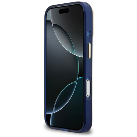 Etui Guess IML 4G Script Metal do iPhone 17 Pro niebieski