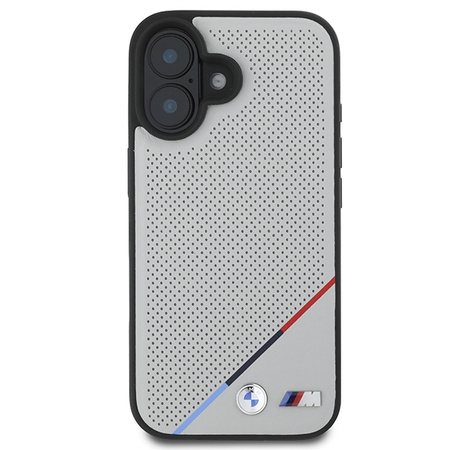 BMW BMHMP16S23PUPDG iPhone 16 6.1szary/grey hardcase M Perforated Tricolor Line MagSafe