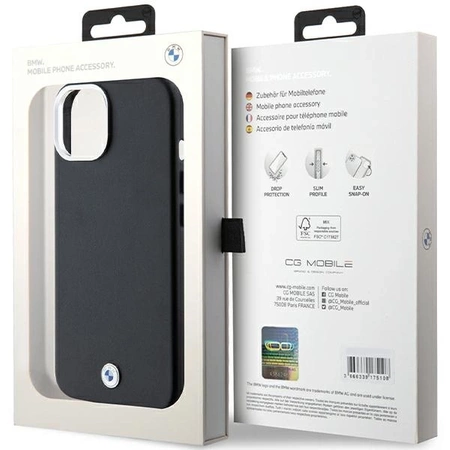 Etui BMW Signature Wrapped Metal MagSafe na iPhone 15 Plus / 14 Plus - czarne