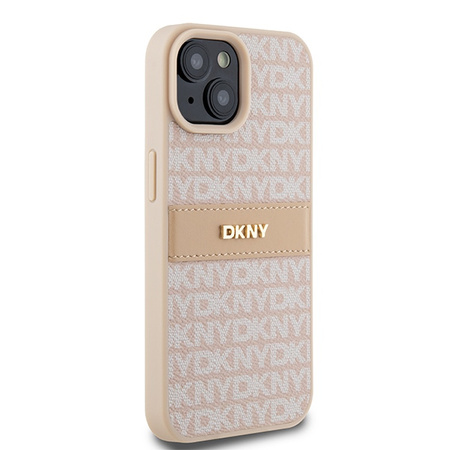 DKNY ETUI HARDCASE DO IPHONE 15 PLUS 14 PLUS 6.7 LEATHER MONO STRIPE Z LOGO