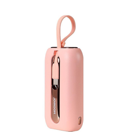 Joyroom powerbank 10000mAh Colorful Series 22.5W z 2 wbudowanymi kablami USB C i Lightning różowy (JR-L012)