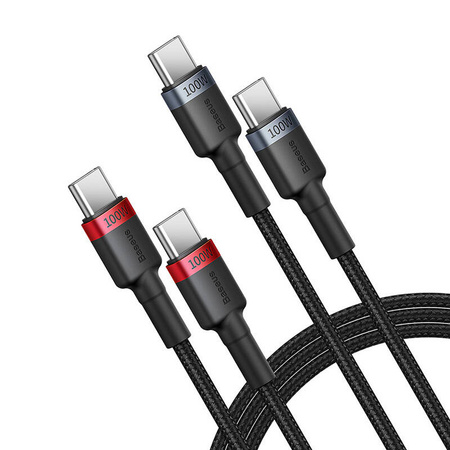 BASEUS ZESTAW KABLI USB-C DO USB-C 100W 2 SZTUKI 1M DO SZYBKIEGO ŁADOWANIA