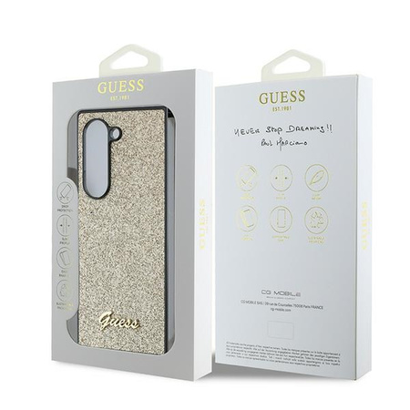 GUESS ETUI HARDCASE DO SAMSUNG GALAXY Z FOLD6 F956 GLITTER SCRIPT ZŁOTY