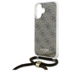 GUESS POKROWIEC HARDCASE CROSSBODY CORD DO IPHONE 16 6.1'' BROWN 4G PRINT