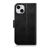 iCarer Oil Wax Wallet Case 2in1 etui iPhone 14 Plus skórzany pokrowiec z klapką Anti-RFID czarny (WMI14220723-BK)