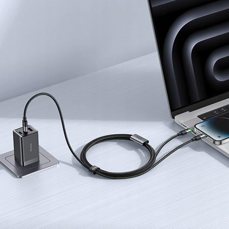 MCDODO KABEL USB-C 2W1 SZYBKIE ŁADOWANIE DO IPHONE 14 MACBOOK LED 100W 2M