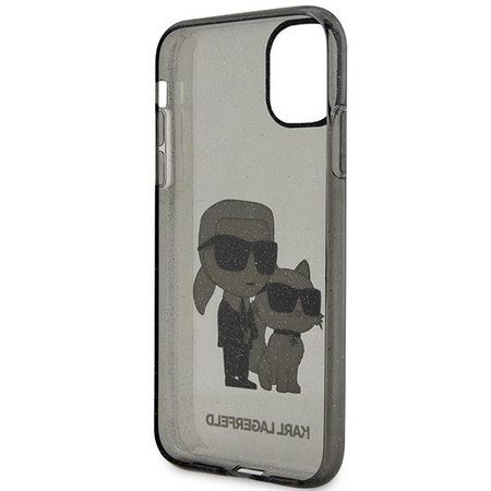 Etui Karl Lagerfeld KLHCN61HNKCTGK na iPhone 11 / Xr - czarne Gliter Karl&Choupette