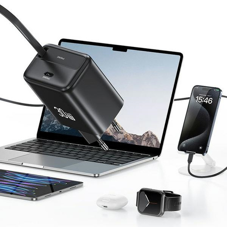 USAMS ŁADOWARKA SIECIOWA ZWIJANY KABEL USB-C DO TELEFONÓW IPHONE 30W PD QC