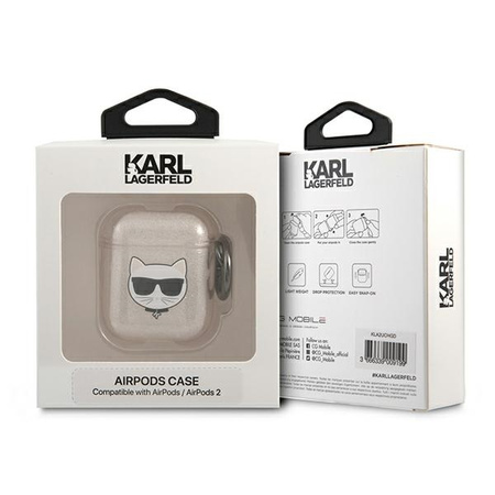 KARL LAGERFELD KABURA AIRPODS DO APPLE AIRPODS 1 2 WYSOKA OCHRONA GLITTER