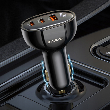 MCDODO MOCNA SZYBKA ŁADOWARKA SAMOCHODOWA MIERNIK 3X USB USB-C 128W LED
