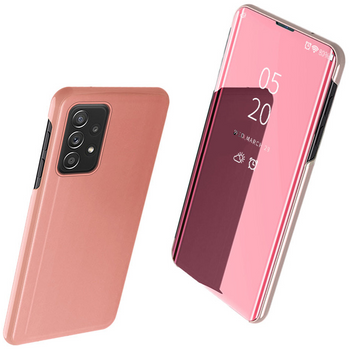 Clear View Case futerał etui z klapką Samsung Galaxy A73 różowy