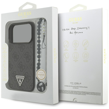 Etui Guess 4G Strap Triangle Logo MagSafe do iPhone 17 Pro czarny