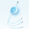 Baseus Bright Mirror 2 kabel przewód 3w1 USB Typ A - micro USB + Lightning + USB Typ C 3.5A 1.1m błękitny (CAMJ010017)