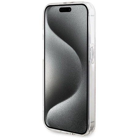 Etui Guess IML 4G Gold Stripe na iPhone 15 Pro - różowe