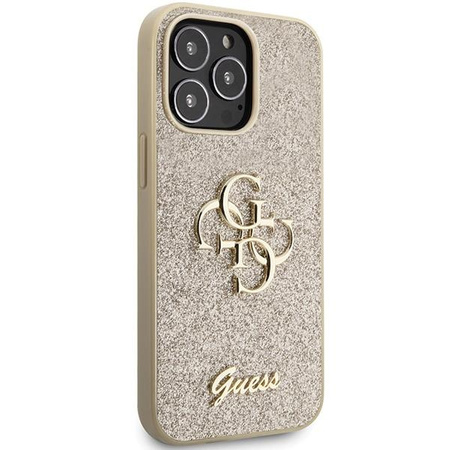 Etui Guess GUHCP13LHG4SGD na iPhone 13 Pro / 13 - złote Glitter Script Big 4G