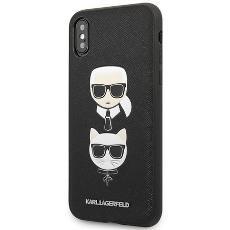 Karl Lagerfeld KLHCI65SAKICKCBK iPhone XS Max czarny/black hardcase Saffiano Karl&Choupette Head