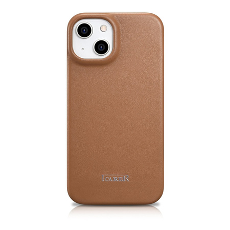 iCarer CE Premium Leather Folio Case skórzane etui iPhone 14 Plus z klapką magnetyczne MagSafe brązowy (WMI14220715-BN)