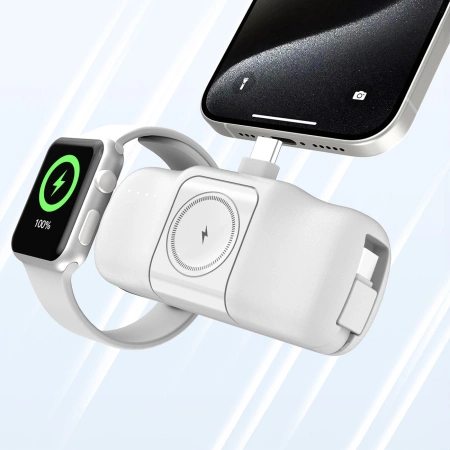 WOZINSKY MINI POWERBANK DO APPLE WATCH 5000MAH Z KABLEM USB-C ŁADOWANIE 15W