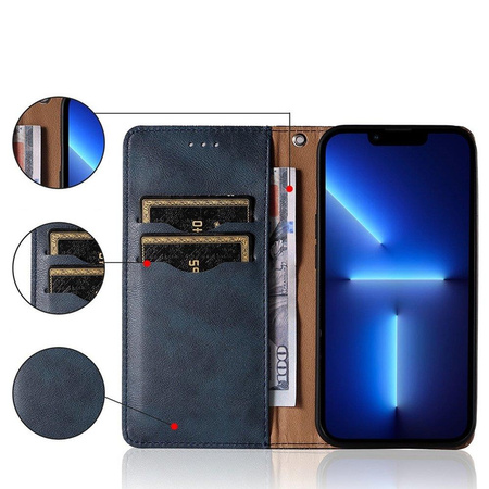 Magnet Strap Case etui do Samsung Galaxy A13 5G pokrowiec portfel + mini smycz zawieszka niebieski