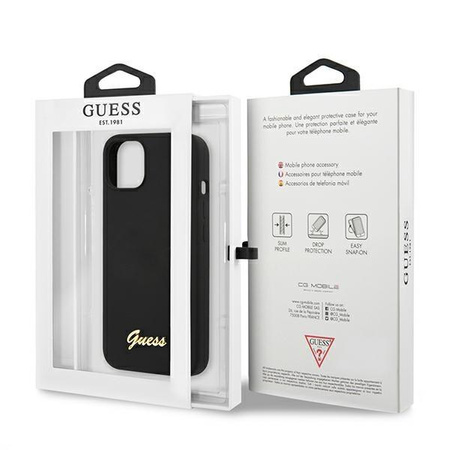 Guess GUHMP13MLSLMGBK iPhone 13 6,1" black/czarny hardcase Silicone Script Gold Logo Magsafe