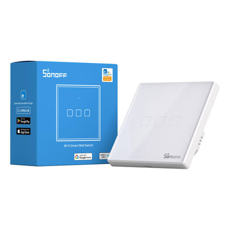 SONOFF WŁĄCZNIK ŚWIATŁA WIFI 3-KANAŁOWY DOTYKOWY Z RF 433 DO SYSTEMÓW SMART