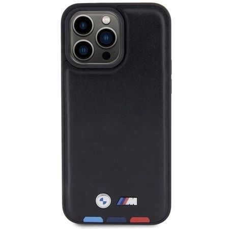 Etui BMW Leather Stamp Tricolor do iPhone 15 Pro Max - czarne