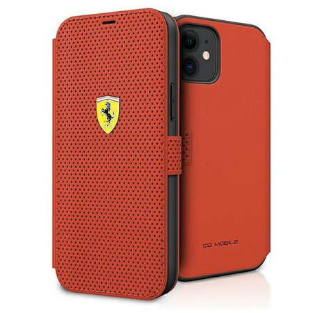 Ferrari FESPEFLBKP12SRE iPhone 12 mini 5,4" czerwony/red book On Track Perforated