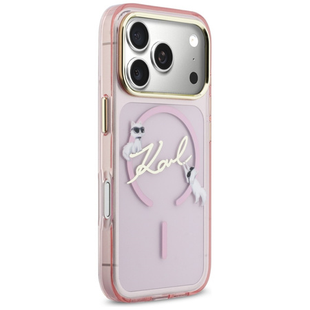 Etui Karl Lagerfeld IML Choupettes Karl Script Logo MagSafe do iPhone 17 Pro Max różowy