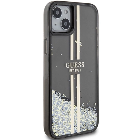 Etui Guess Liquid Glitter Gold Stripes na iPhone 15 Plus / 14 Plus - czarne