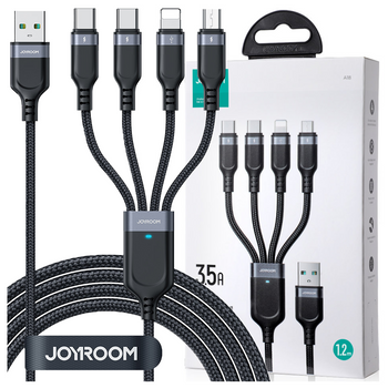 Kabel USB 4w1 USB-A -  USB-C / 2 x Lightning / Micro do ładowania i transmisji danych 1.2m Joyroom S-1T4018A18 - czarny