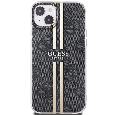 Etui Guess IML 4G Gold Stripe na iPhone 15 Plus / 14 Plus - czarne