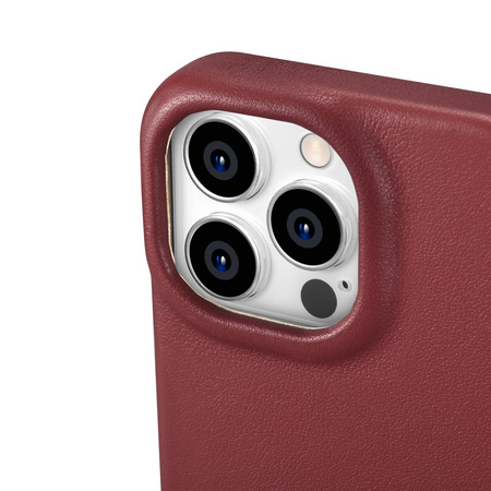 iCarer CE Premium Leather Folio Case skórzane etui iPhone 14 Pro Max z klapką magnetyczne MagSafe czerwony (WMI14220716-RD)