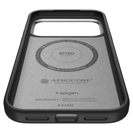 Etui Spigen Enzo Aramid "T" MagSafe na iPhone 17 Pro Max - czarno-srebrne